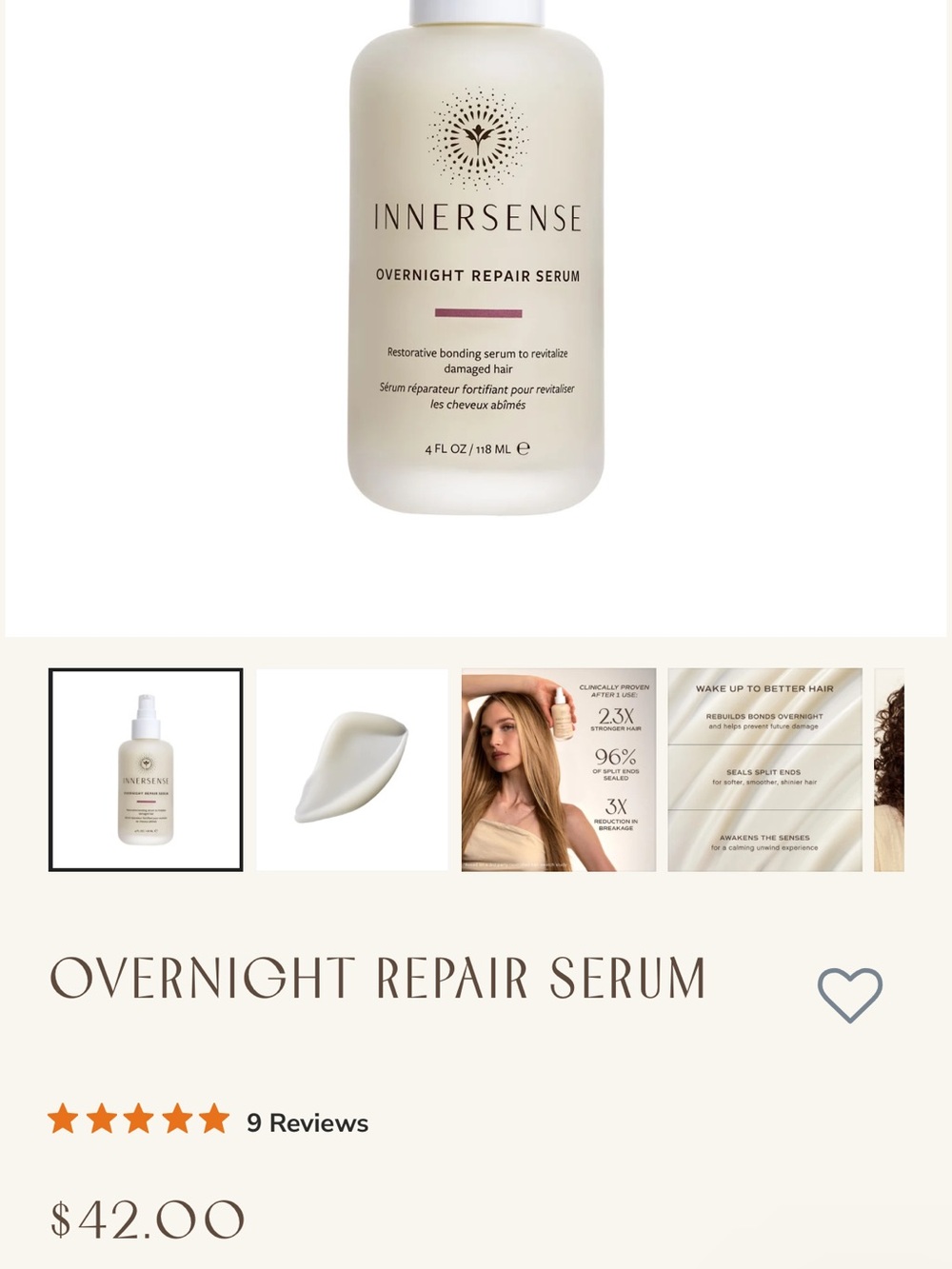 Innersense overnight repair serum